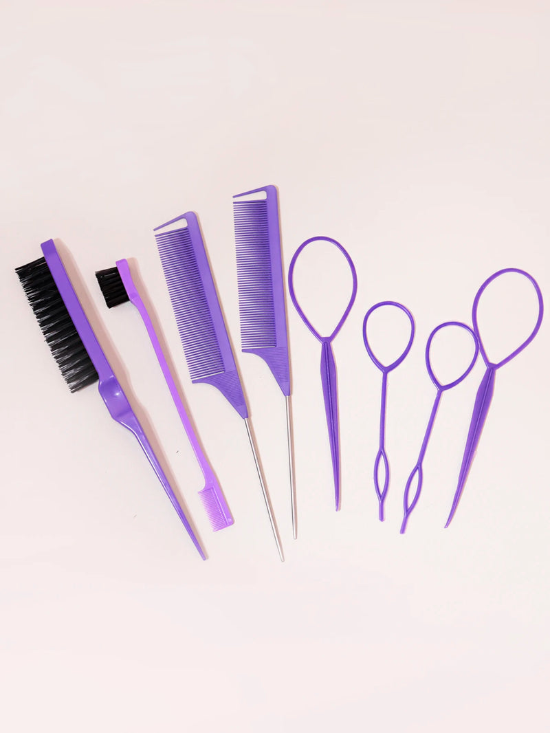 Conjunto De 8pcs Para Pentear O Cabelo Escova Tripla Ratazana Ferramentas Modelar